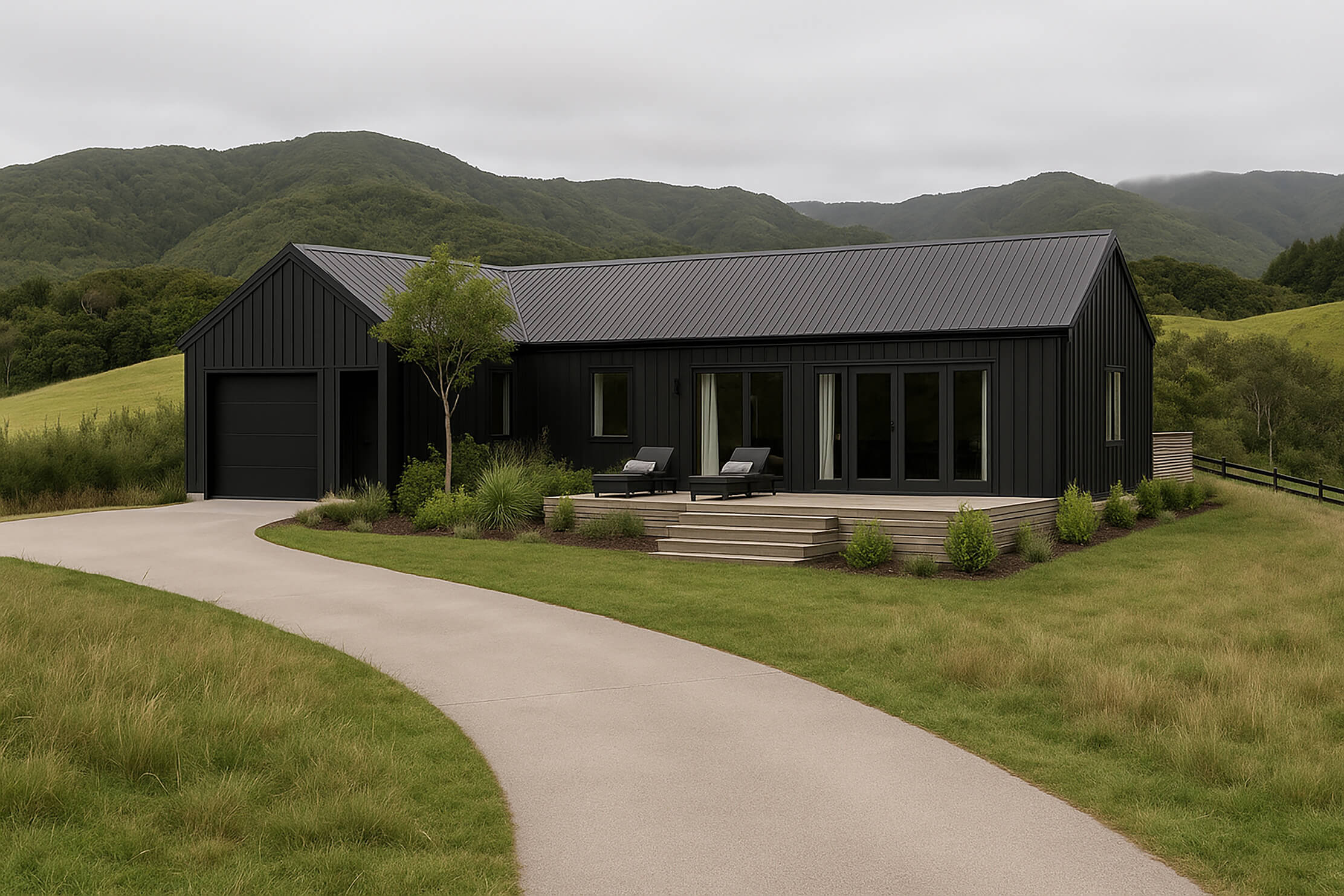 Lot 1 Modern Black House in Countryside